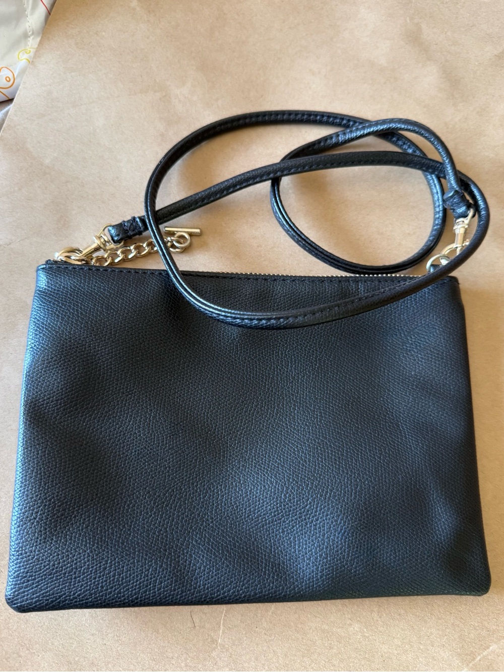 2 for $15 H&M Black Pebbled Leather Crossbody Bag with Gold Hardware